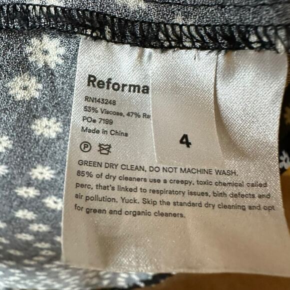 REFORMATION Black White Daisy Roman Midi Dress Slip Style Women's Size 4 FLAWED - Picture 7 of 10